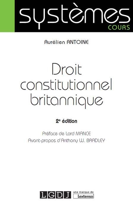 DROIT CONSTITUTIONNEL BRITANNIQUE 2EME EDITION book