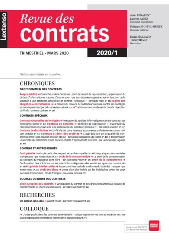 Revue des contrats N°1-2020 book