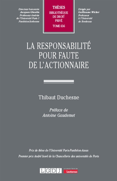 Product Image: La responsabilité pour faute de l'actionnaire
