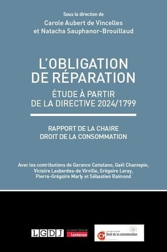L'obligation de réparation: Étude à partir de la directive 2024/1799Rapport de la Chaire Droit de la consommation, Fondation CY Cergy Paris Université book