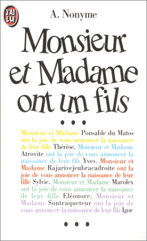 Monsieur et madame ont un fils. Vol. 1 Books