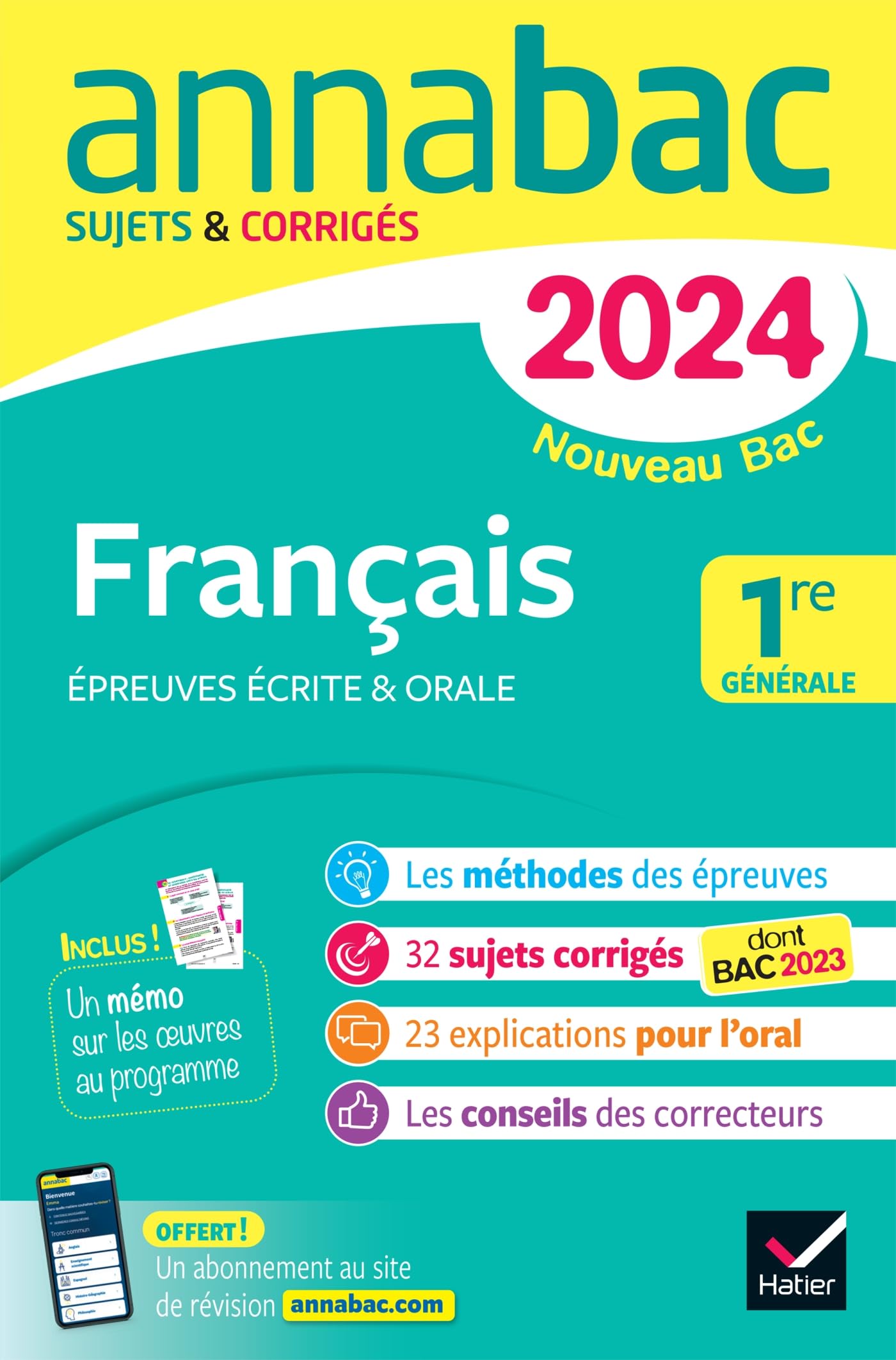Annales du bac Annabac 2024 Français 1re générale (bac de français écrit & oral): sur les oeuvres au programme 2023-2024 Professional & Reference Books