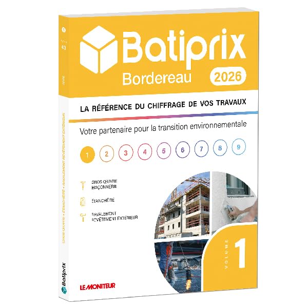 BATIPRIX BORDEREAU 2026 - Volume 1 - Gros Œuvre -Maçonnerie - Etanchéité - Ravalement Revêtement extérieur book