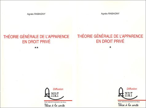 Théorie générale de l'apparence en droit privé: 2 volumes book