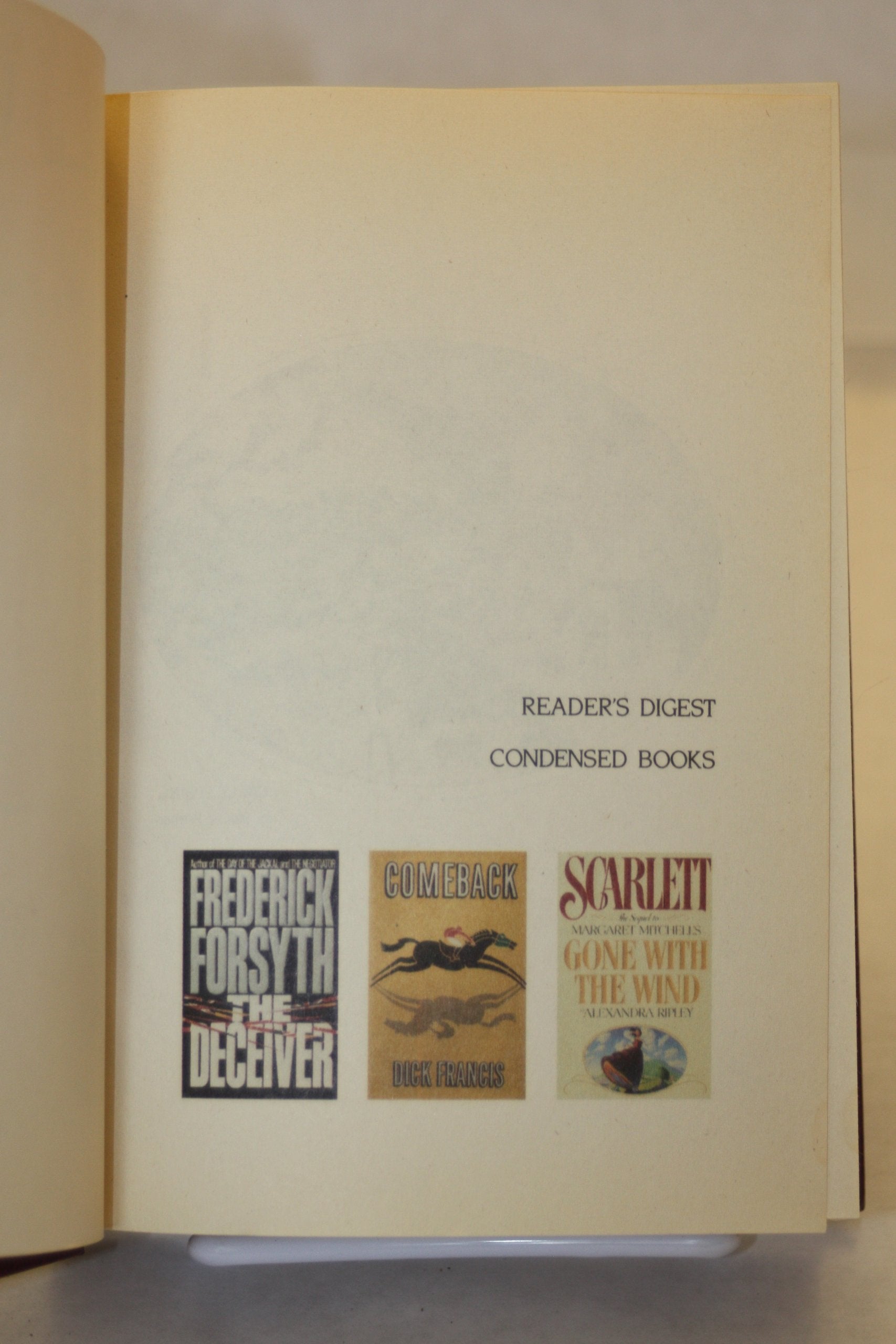 Reader's Digest Condensed Books, Volume 2, 1992 (Comeback, Scarlett, The Deceiver) Contemporary literature