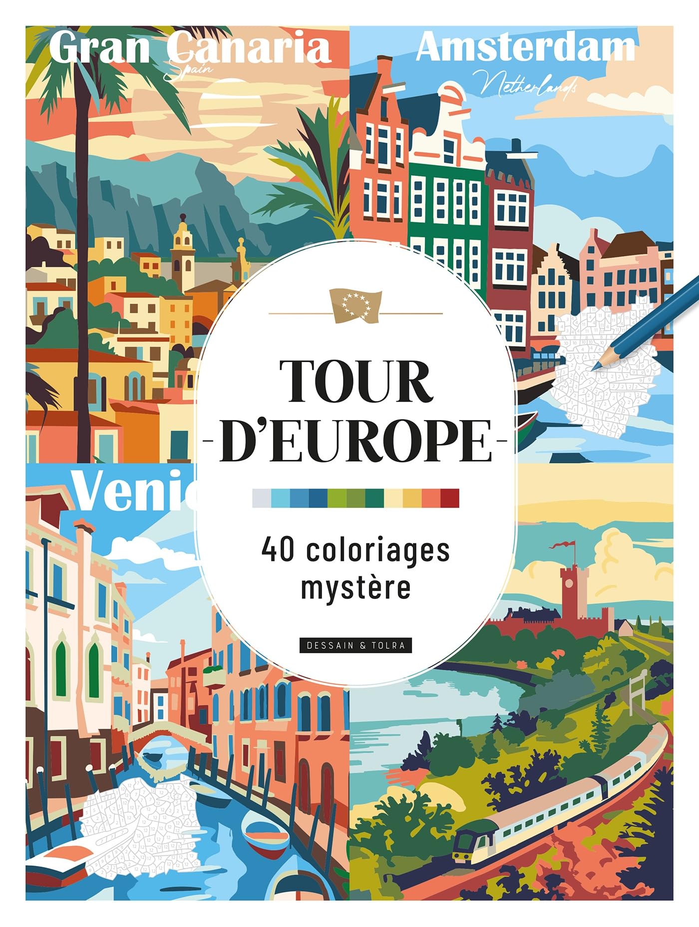Tour d'Europe - 40 coloriages mystère book