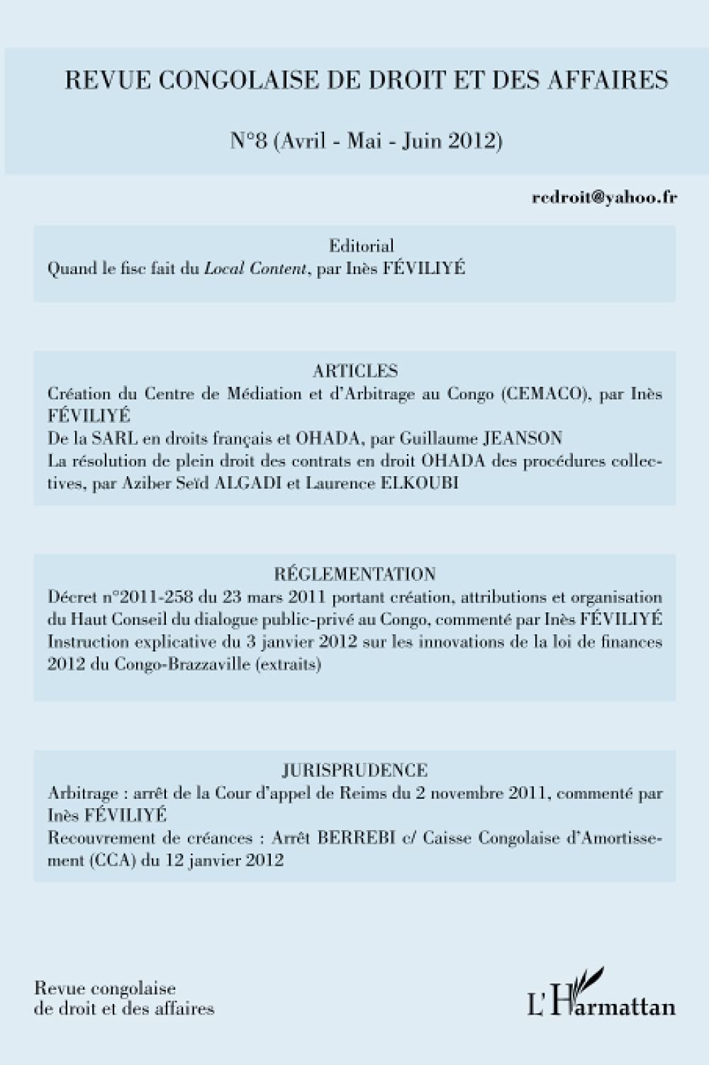 Revue congolaise de droit et des affaires 8 book