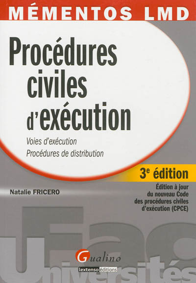 Product Image: Procédures civiles d'exécution : voies d'exécution, procédures de distribution