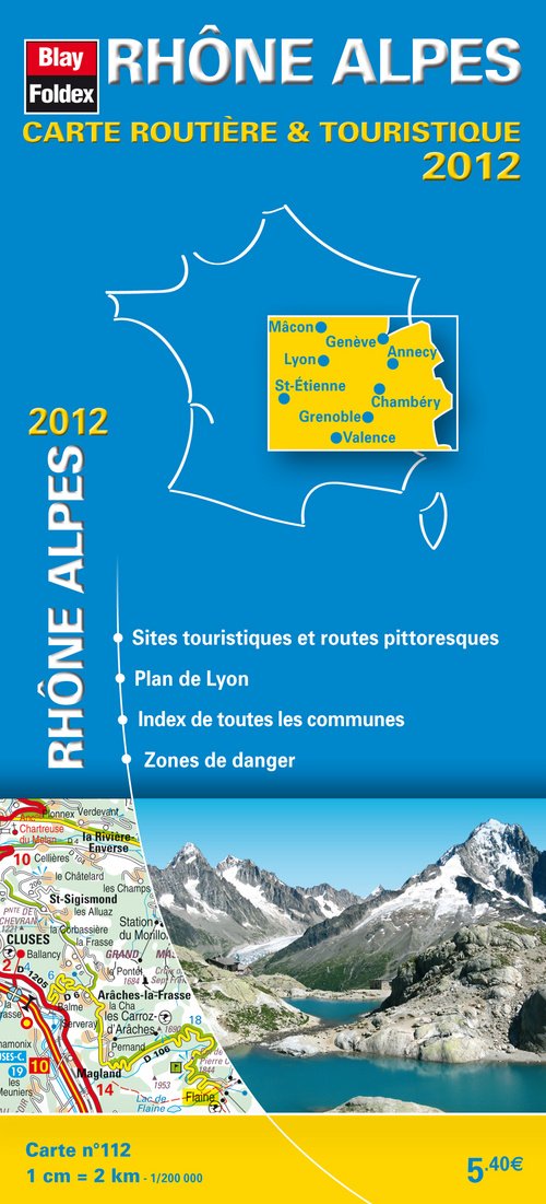 Rhône Alpes, Carte Régionale Routière Touristique N°112. Plan du centre-ville de Lyon - Echelle : 1/200 000, avec index - Edition 2012 Maps & Plans