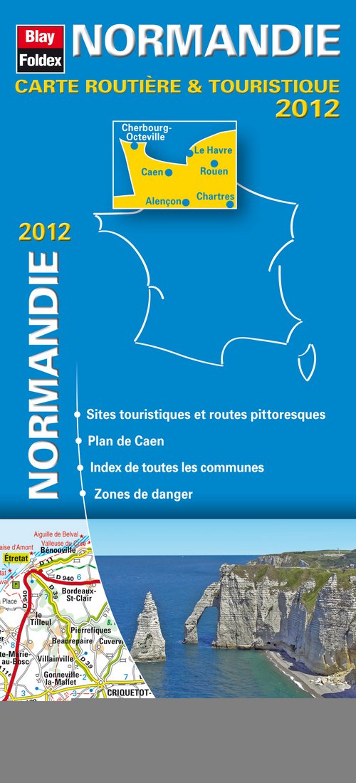 Normandie, Carte Régionale Routière Touristique N°103. Plan du centre-ville de Caen - Echelle : 1/200 000, avec index - Edition 2012 Maps & Plans
