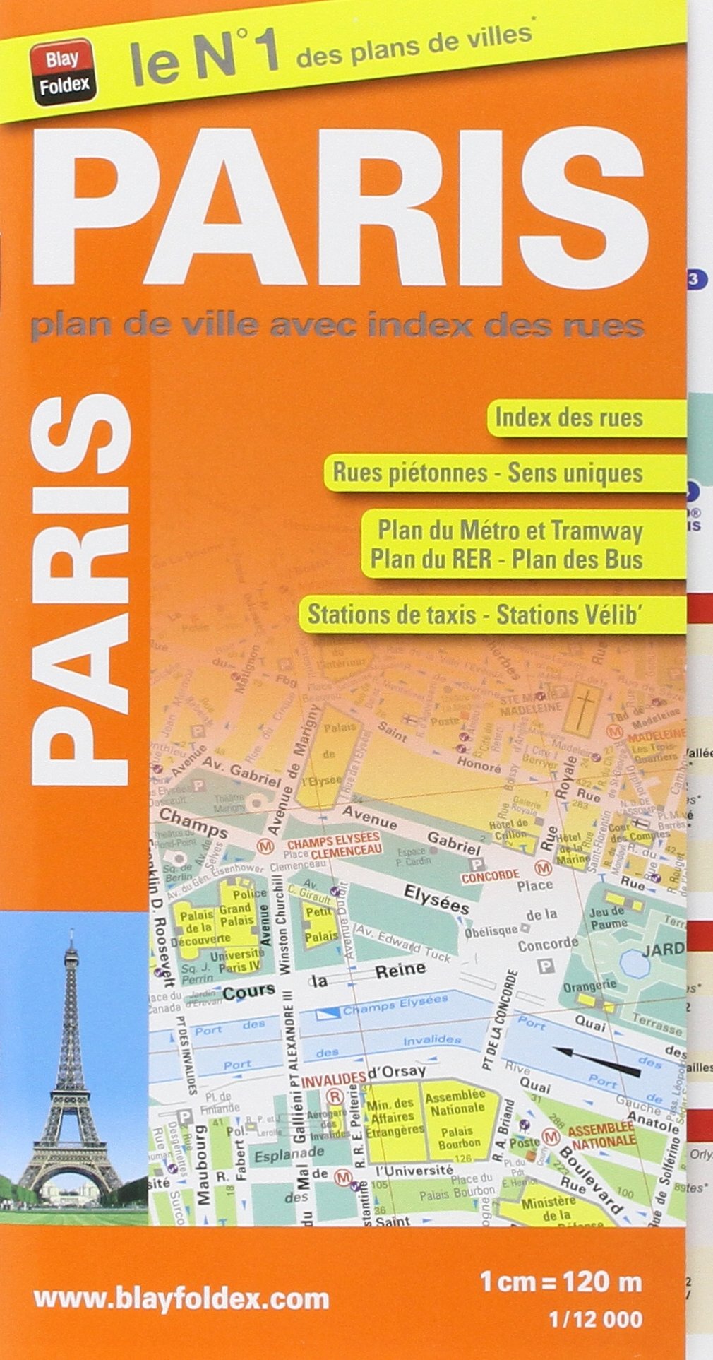 Plan de Paris - Avec localisation des stations Vélib', et plans : du métro, des Bus, du RER et du tramway - Echelle : 1/12 000 Maps & Plans