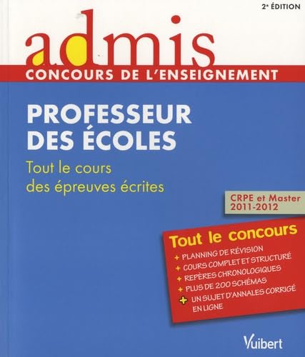 Concours Professeur des écoles - Tout le cours de épreuves écrites - Admis - Tout le concours book