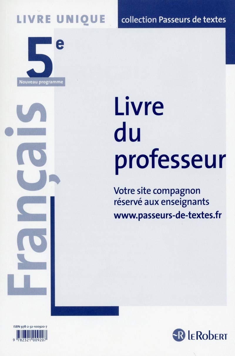 Français Collège 5e - Passeurs de textes - Livre du professeur - Réforme du collège: Broché book