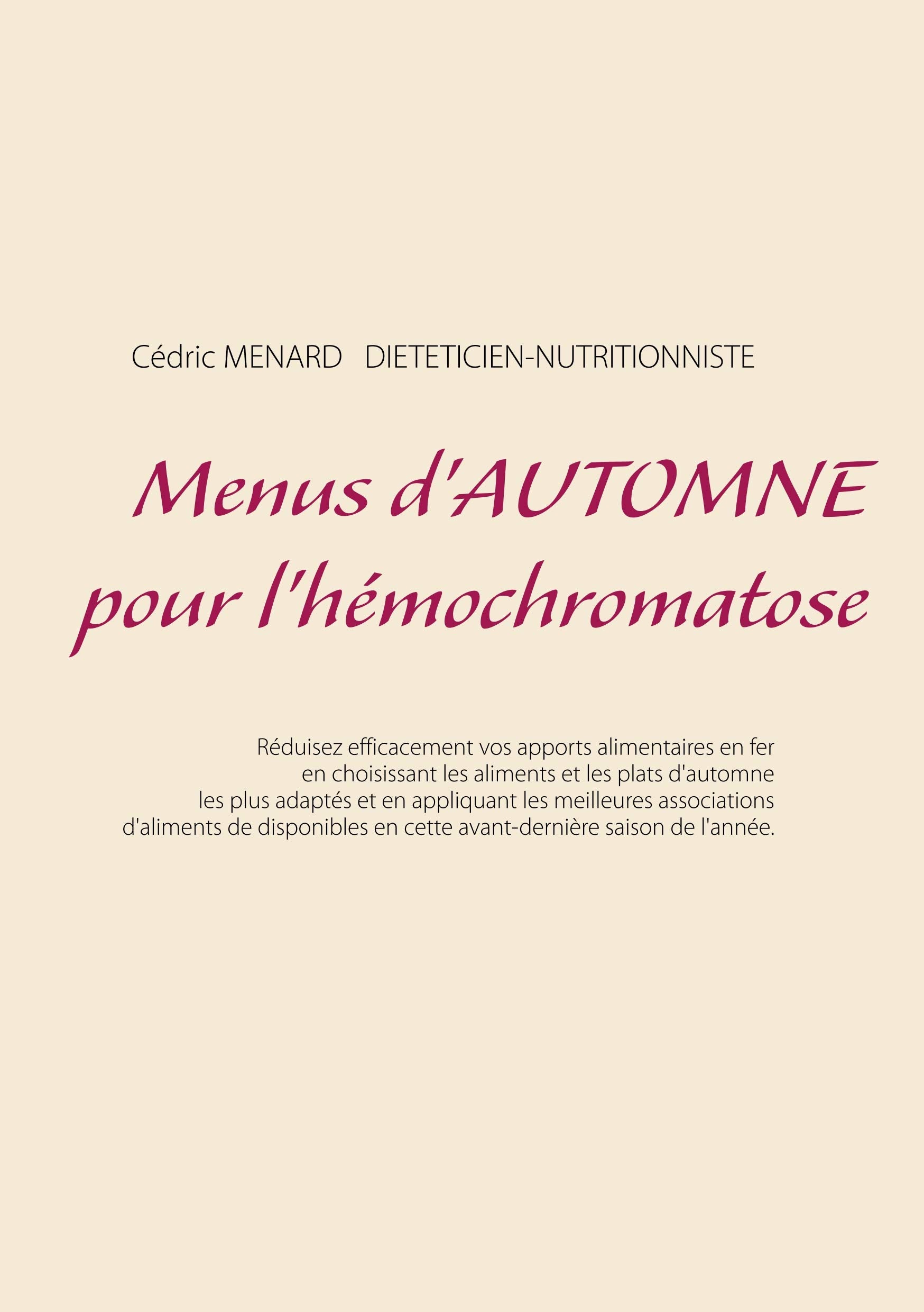 Menus d'automne pour l'hémochromatose book