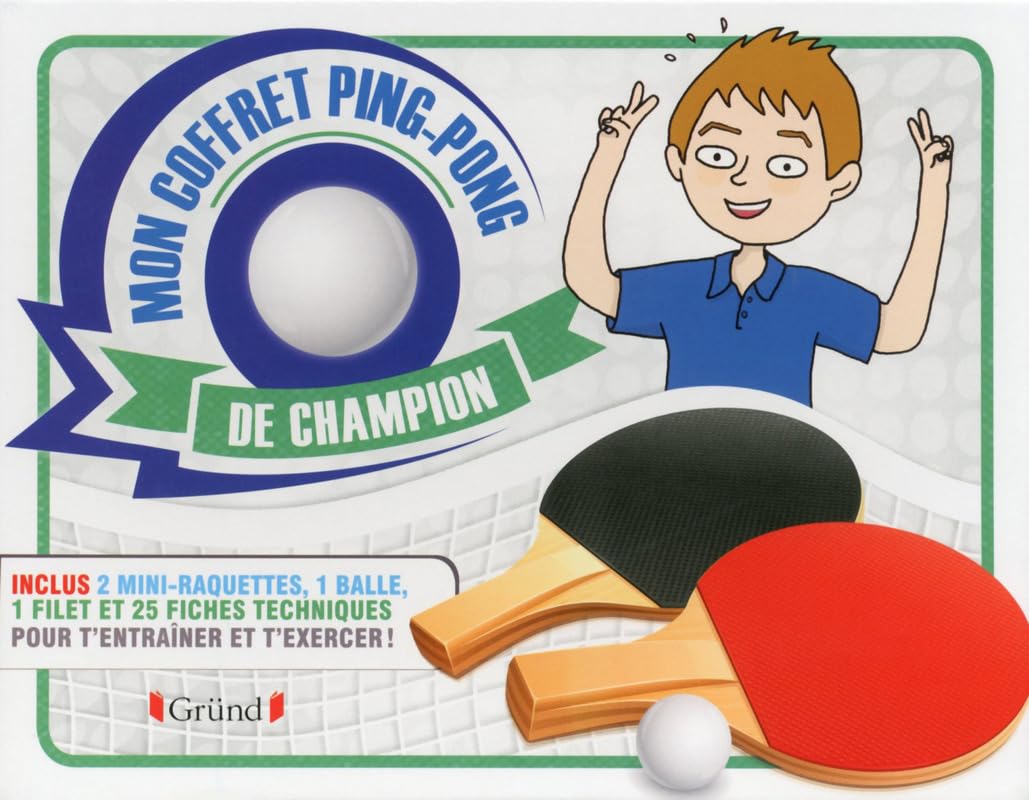 Mon coffret ping-pong: 2 mini-raquettes, 1 balle, 1 filet Leisure & Fun
