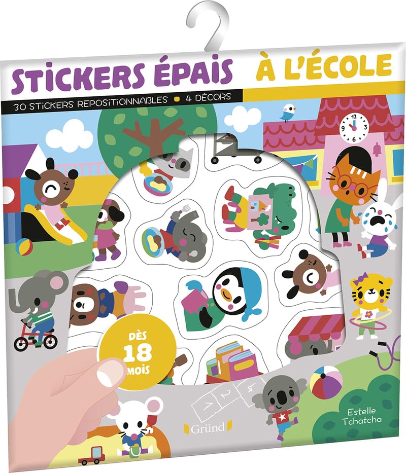 Stickers épais : L'école – Pochette de 30 autocollants épais et repositionnables avec 4 décors – À partir de 18 mois book