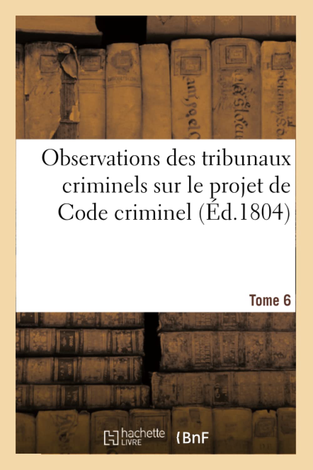 Observations des tribunaux criminels sur le projet de Code criminel. Tome 6 book