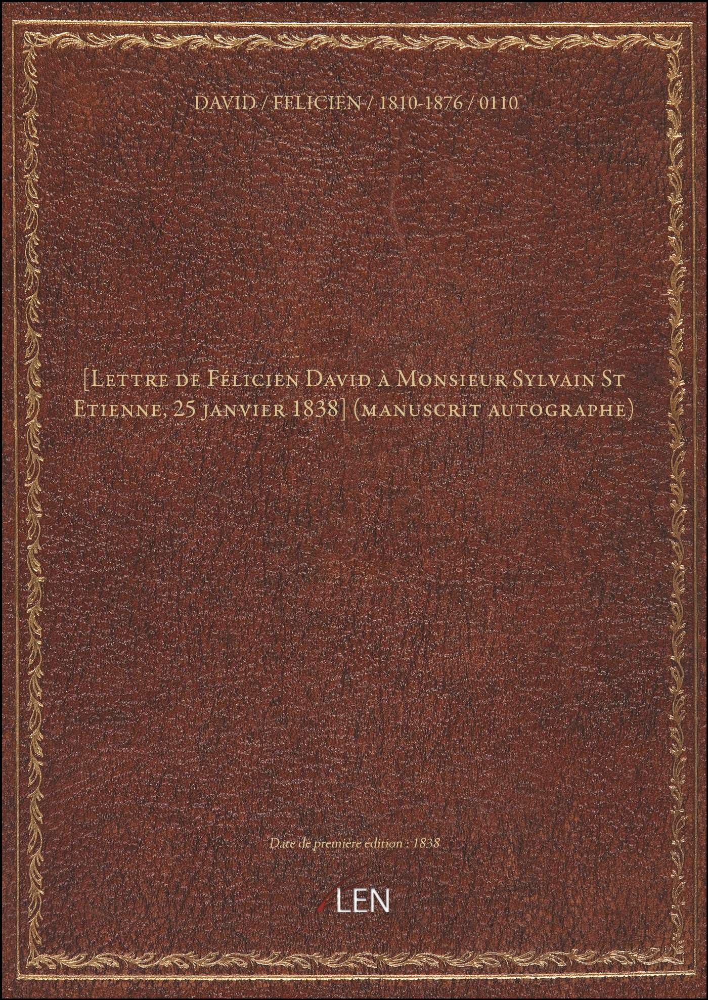 (manuscrit autographe) book