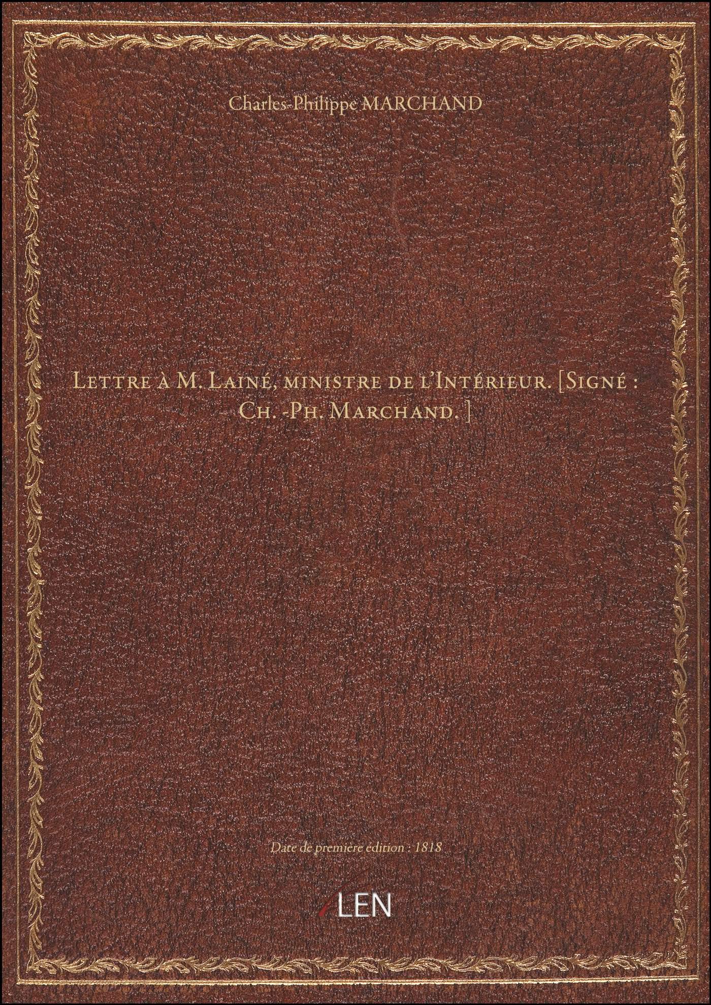 Lettre à M. Lainé, ministre de l'Intérieur. book