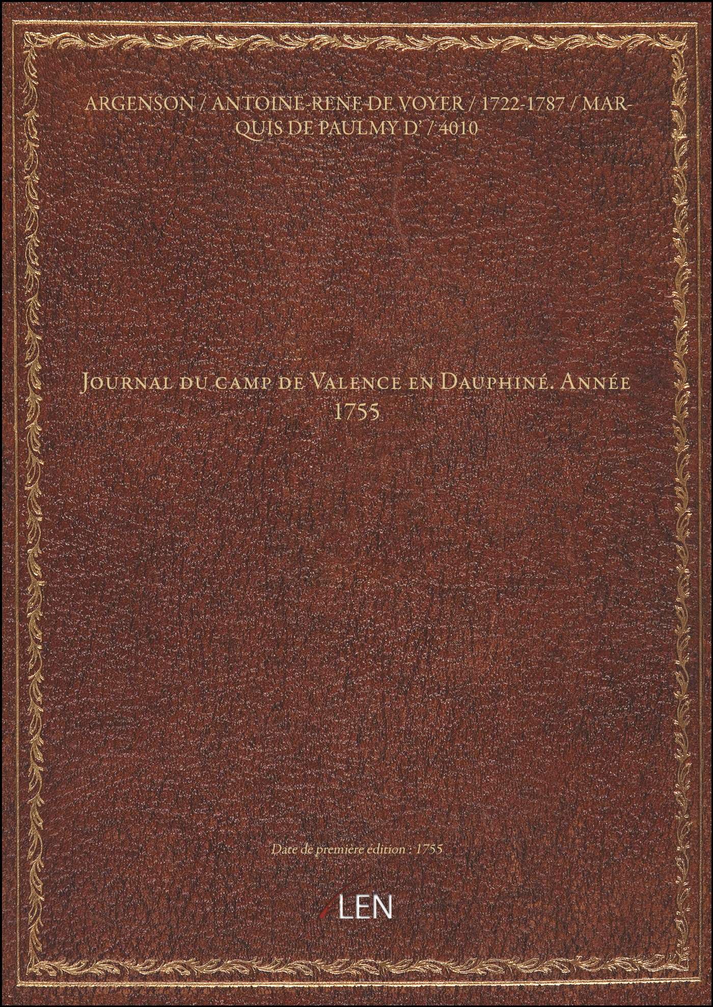 Journal du camp de Valence en Dauphiné. Année 1755 book