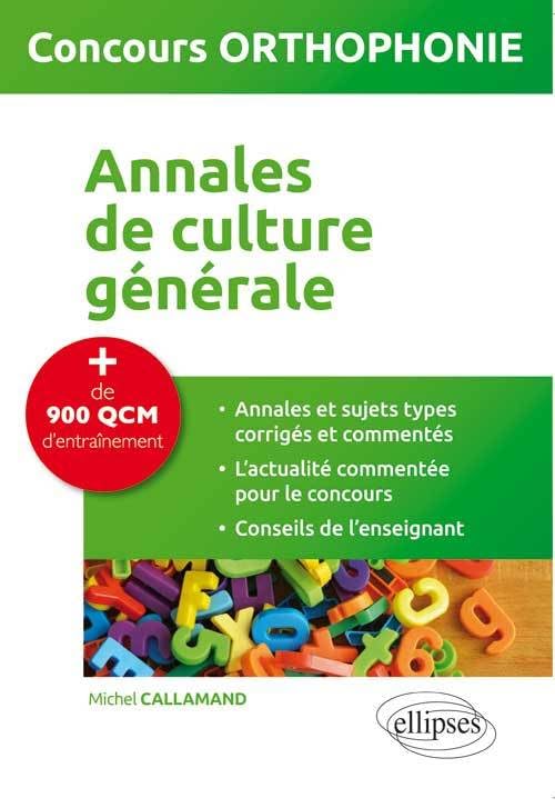 Annales de culture générale, concours orthophonie book