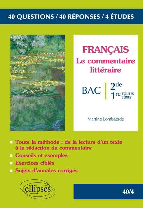 Le commentaire littéraire: Seconde et Premières toutes séries book