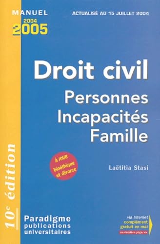 Droit civil: Personnes Incapacités Famille book