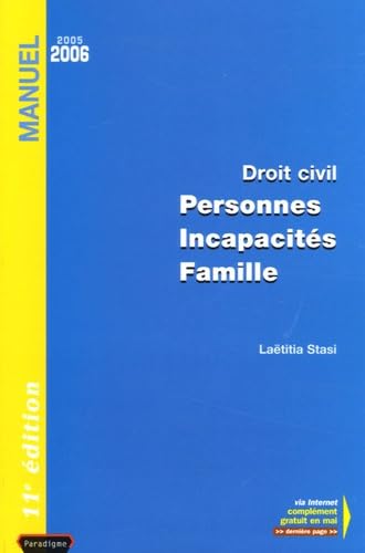 Personnes Incapacités Famille: Droit civil, édition 2005-2006 book