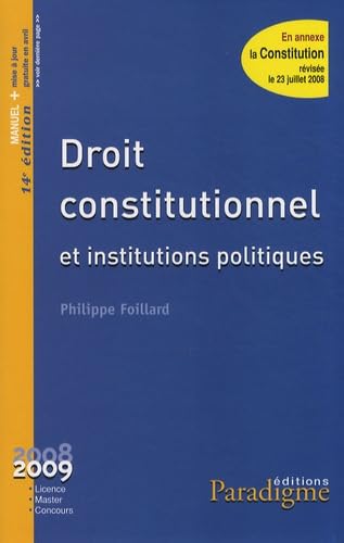 Droit constitutionnel et institutions politiques book