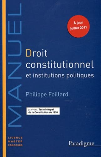 Droit constitutionnel et institutions politiques 2011-2012 book