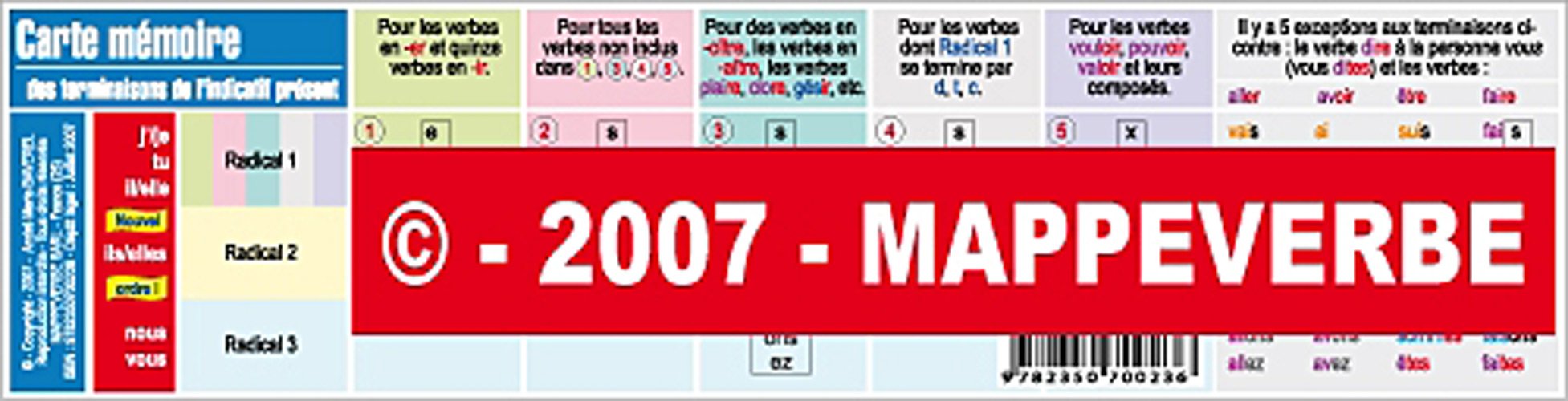 Carte mémoire des terminaisons de l'indicatif présent book
