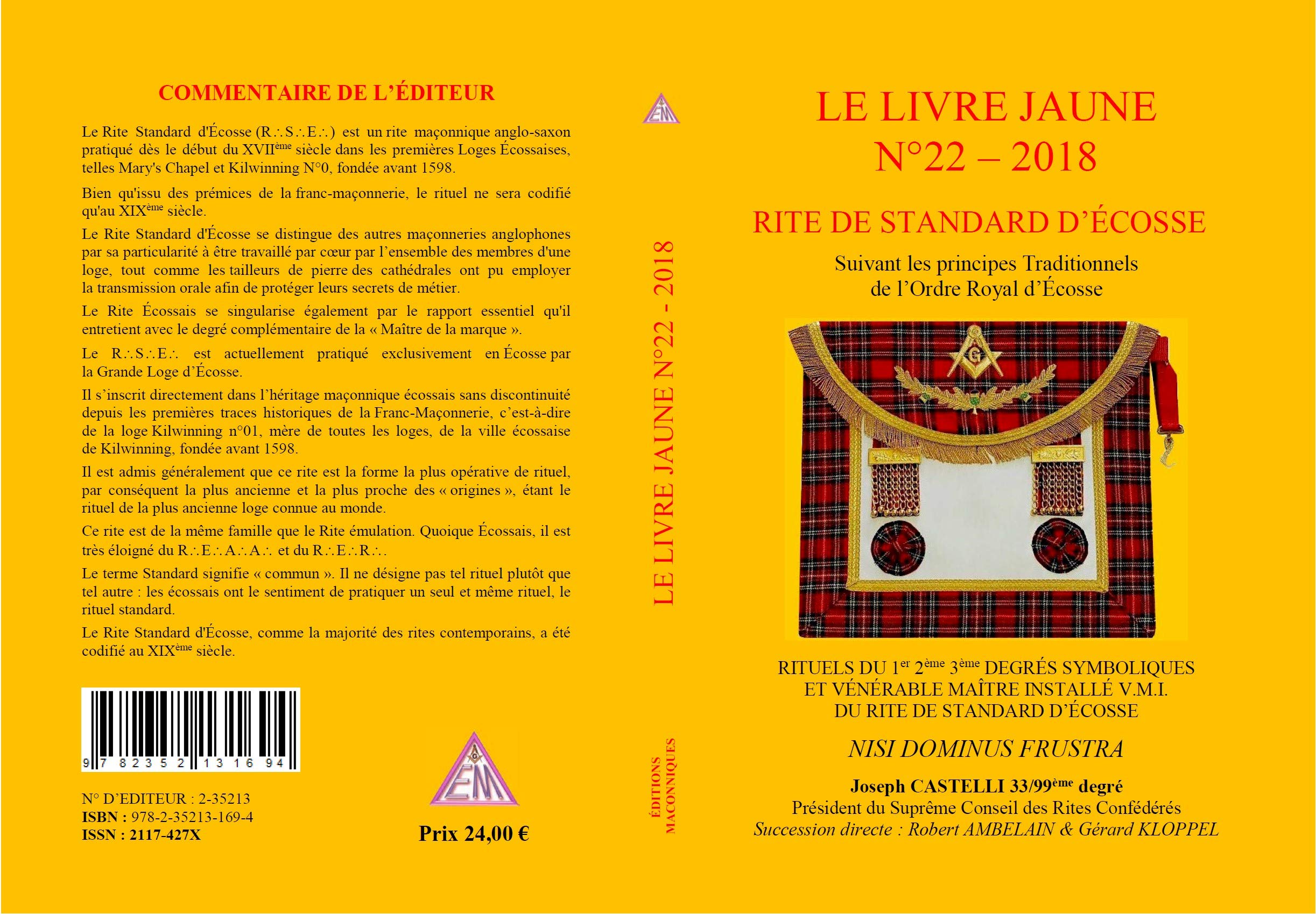 LE LIVRE JAUNE N°22: Rite Standard d'Écosse Religion & Esotericism