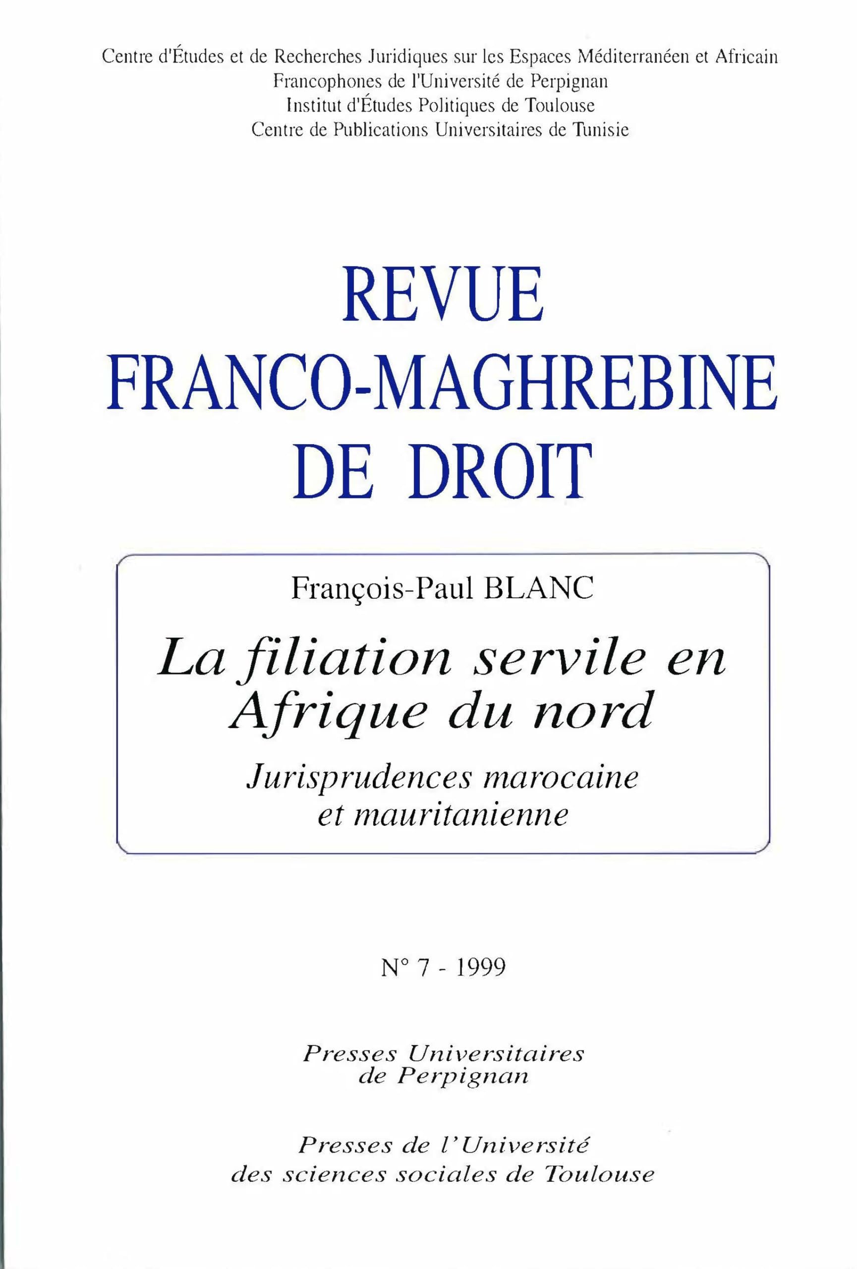La filiation servile en Afrique du nord: Jurisprudences marocaine et mauritanienne book
