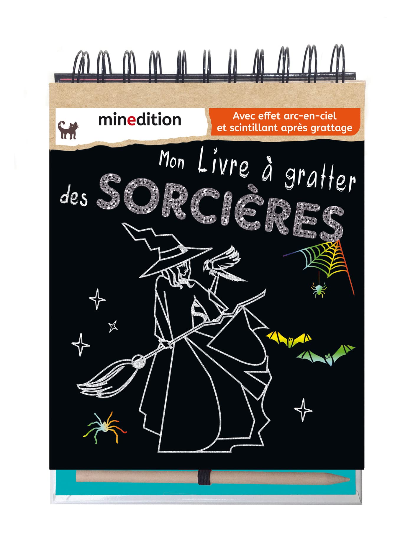 Mon livre à gratter des sorcières: Avec effet arc-en-ciel et scintillant après grattage. Avec un crayon en bois Tiptoi & Games