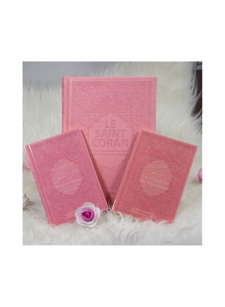 Pack Cadeau pour femme musulmane - Rose claire : Le Saint Coran, Chapitre Amma et La citadelle du musulman (3 livres en français-arabe-phonétique) Books