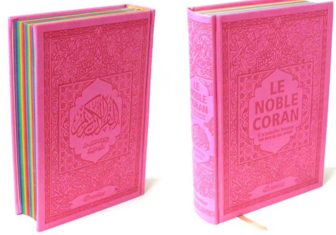 Le Noble Coran avec Pages en Couleur Arc-en-Ciel (Rainbow) - Bilingue (Français/Arabe) - Couverture book