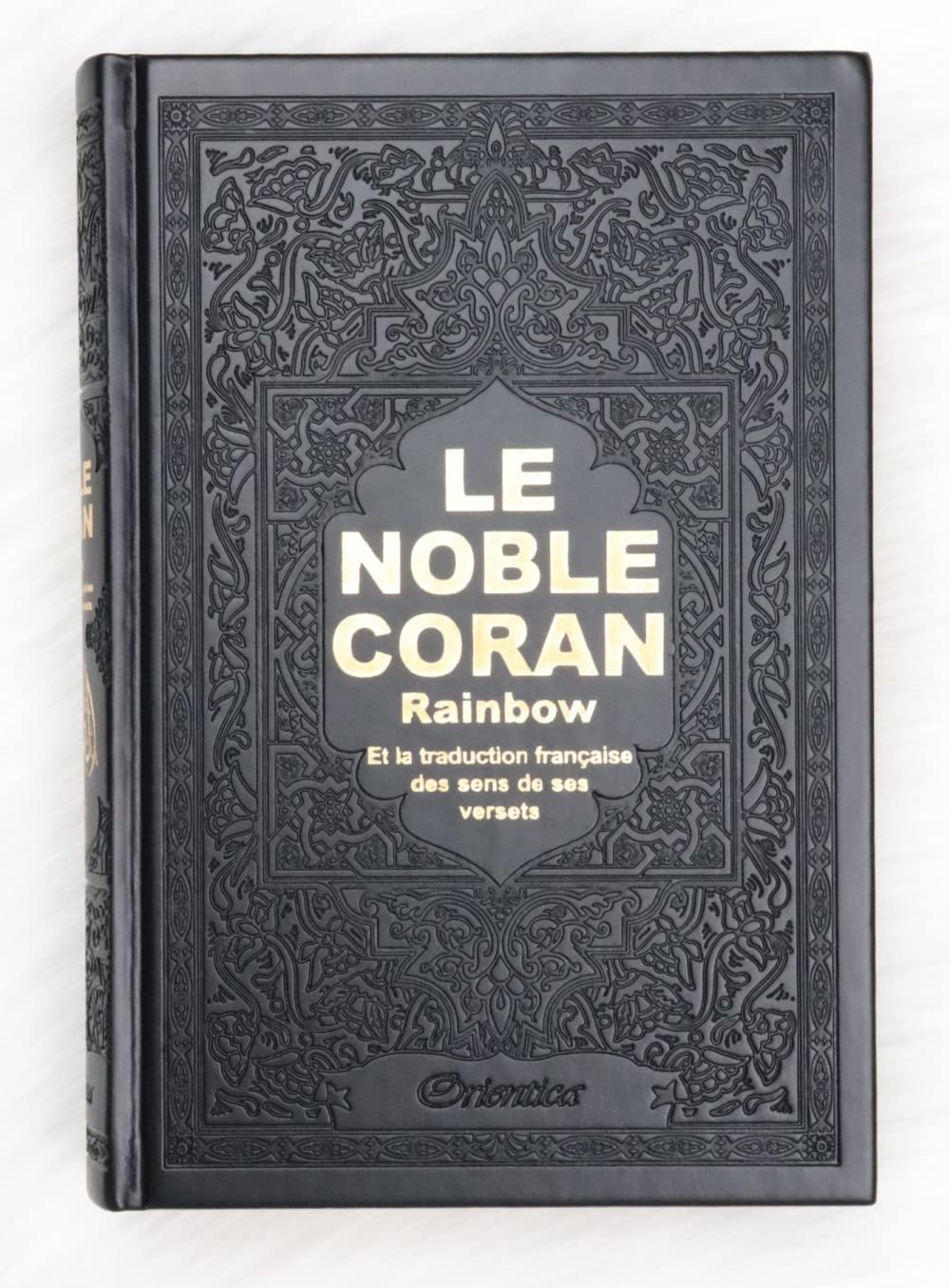 Le Noble Coran avec pages en couleur Arc-en-ciel (Rainbow) - Bilingue (français/arabe) - Couverture Cuir de couleur noire dorée book