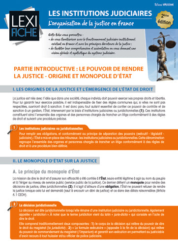Les institutions judiciaires : l'organisation de la justice en France Law