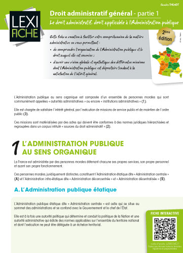 Droit administratif général. Vol. 1. Le droit administratif : droit applicable à l'administration publique Law
