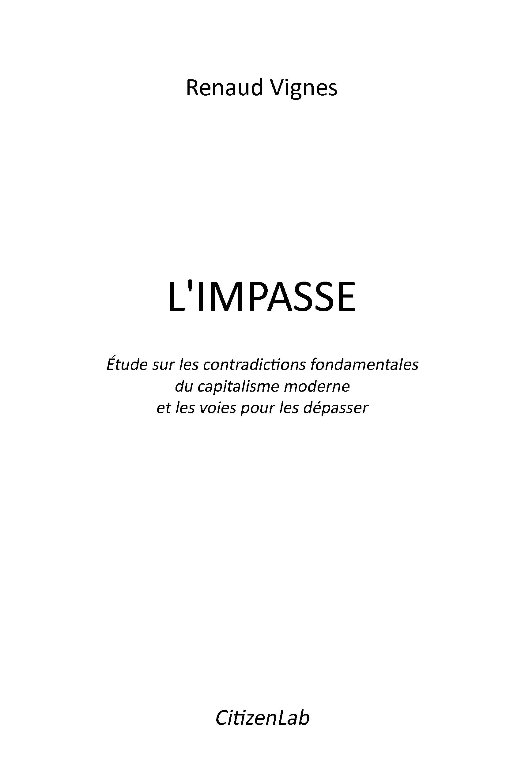 L'impasse: Etude sur les contradictions fondamentales du capitalisme moderne et les voies pour les dépasser book