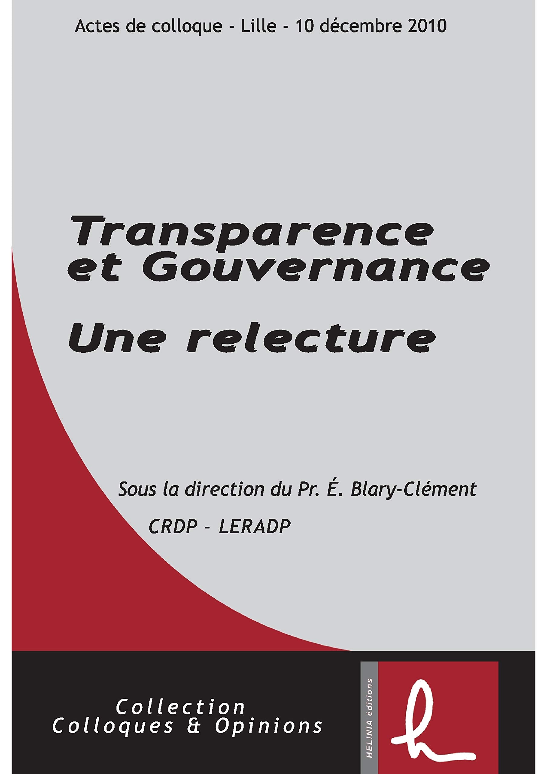 Transparence et Gouvernance: Une relecture book