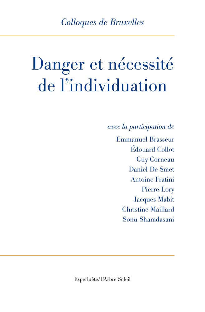 Danger et nécessité de l'individuation: 9e Colloque de Bruxelles book