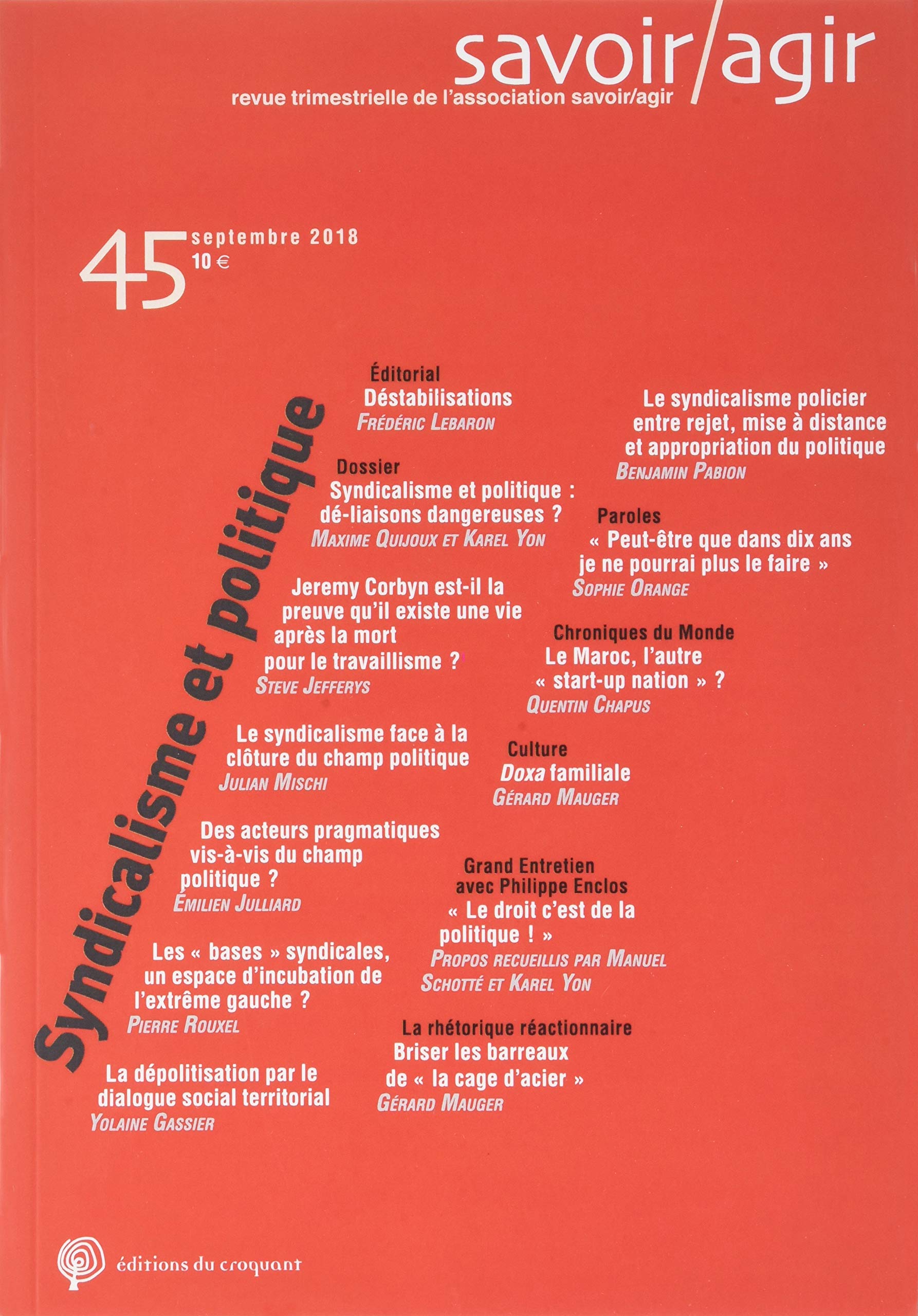 Savoir Agir N45 - Syndicalisme et Politique book