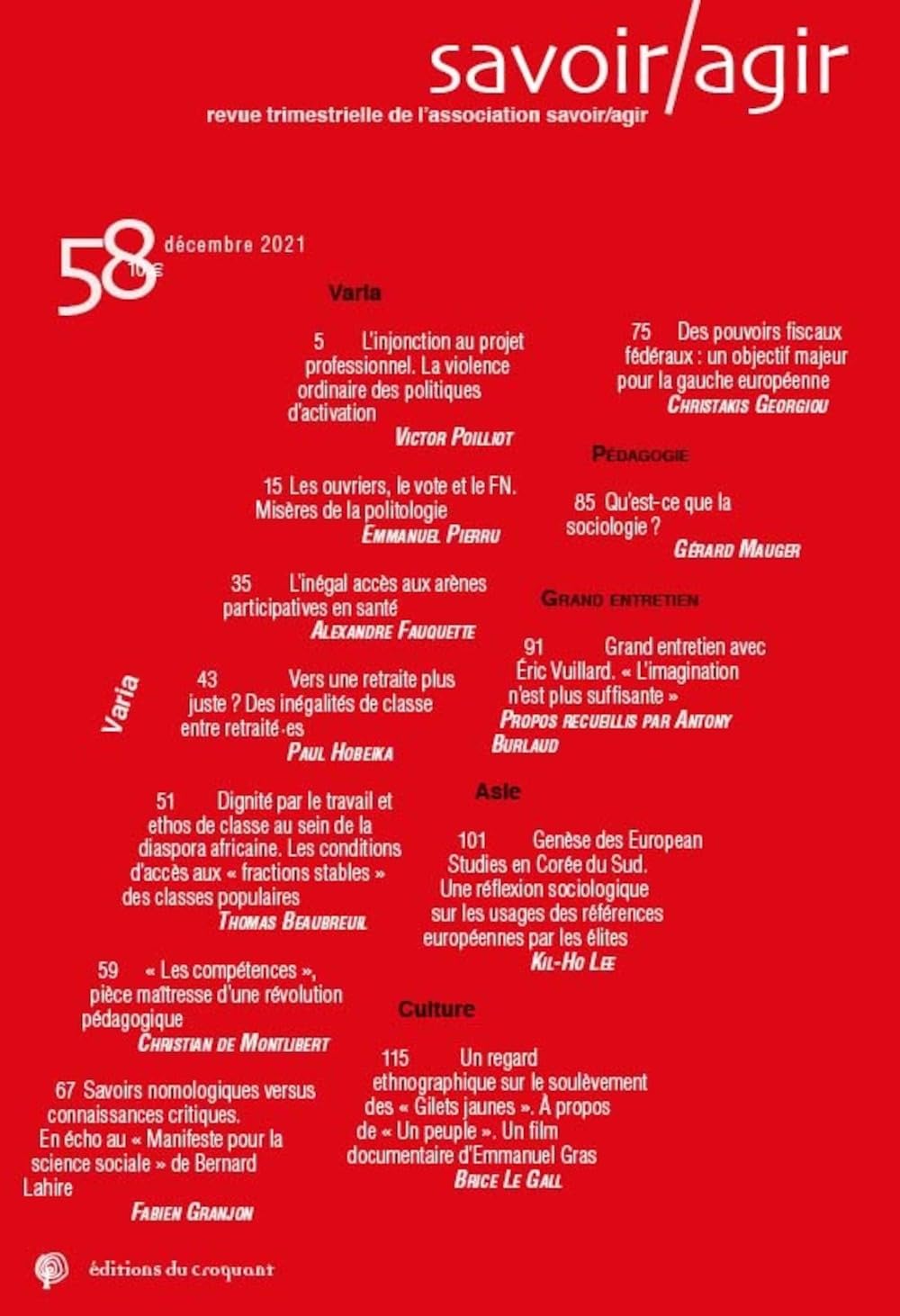 Revue Savoir/Agir n° 58 : Varia book