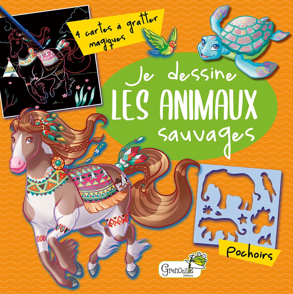 Je dessine les animaux sauvages: Avec 4 cartes à gratter magiques, des pochoirs et un crayon Tiptoi & Games