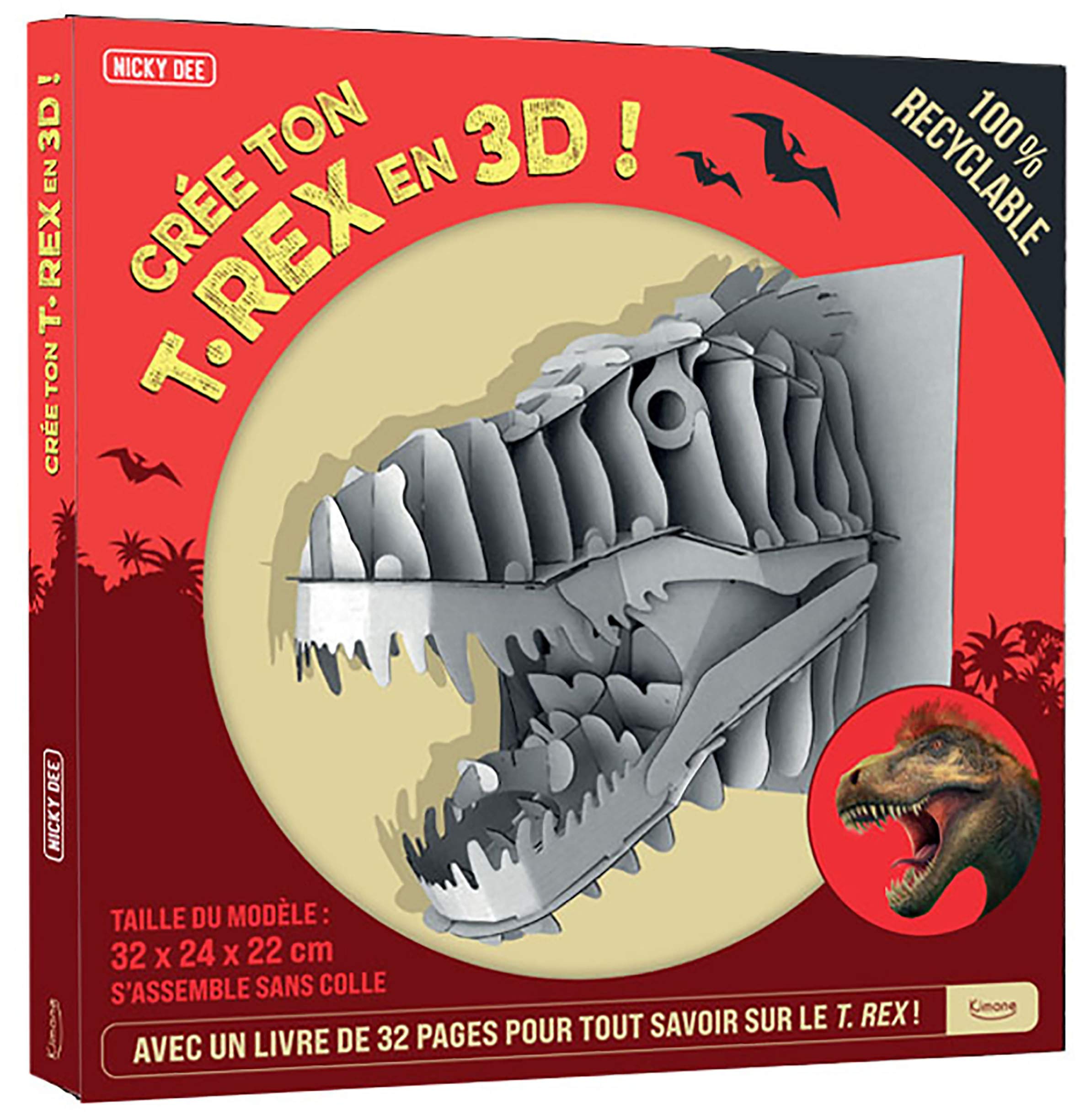 Crée ton T-Rex en 3D ! : Coffret avec 1 maquette et 1 livre de 32 pages pour tout savoir sur le T.Rex book