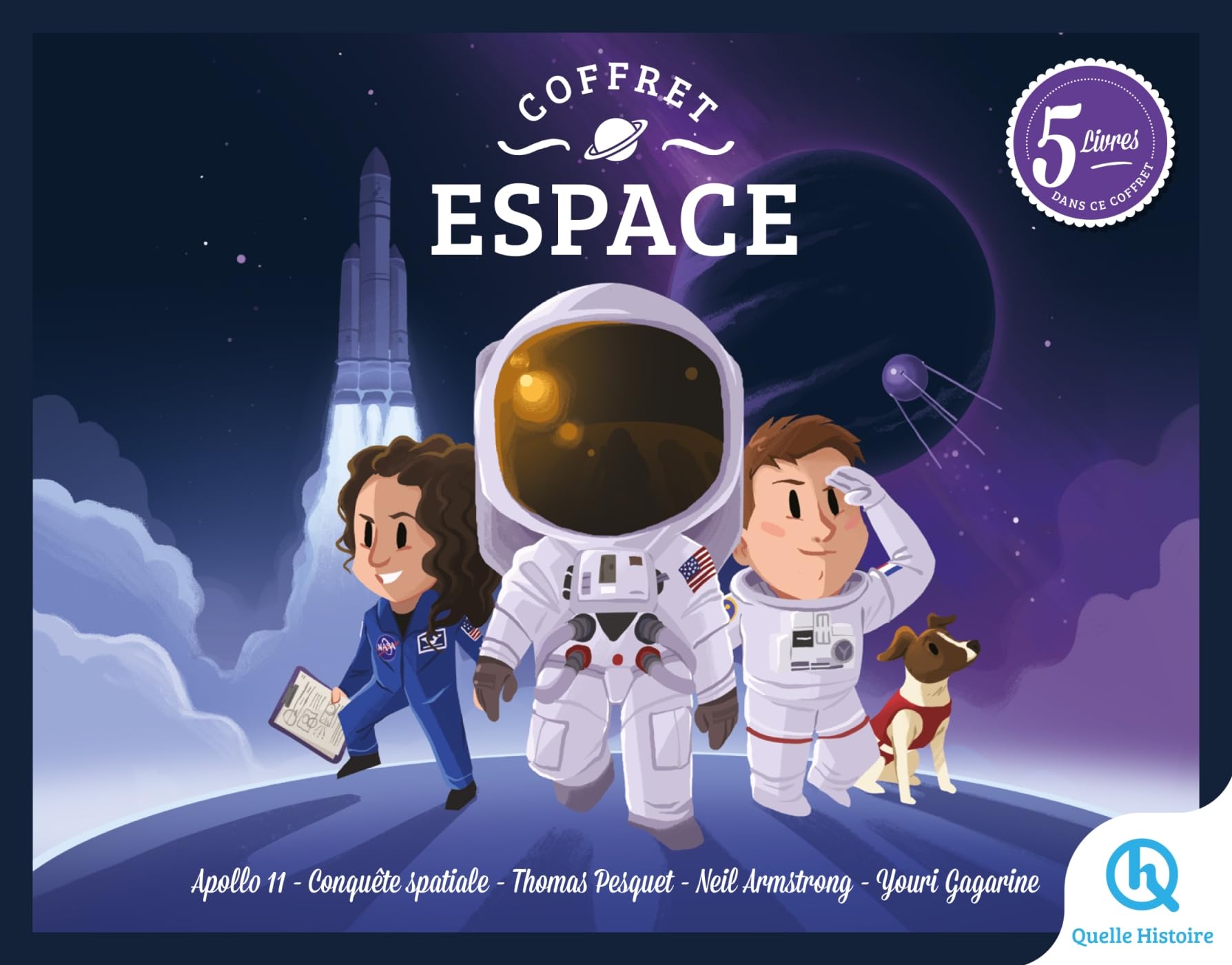 Coffret Espace: Apollo 11 - Conquête spatiale - Thomas Pesquet - Neil Armstrong - Youri Gagarine book