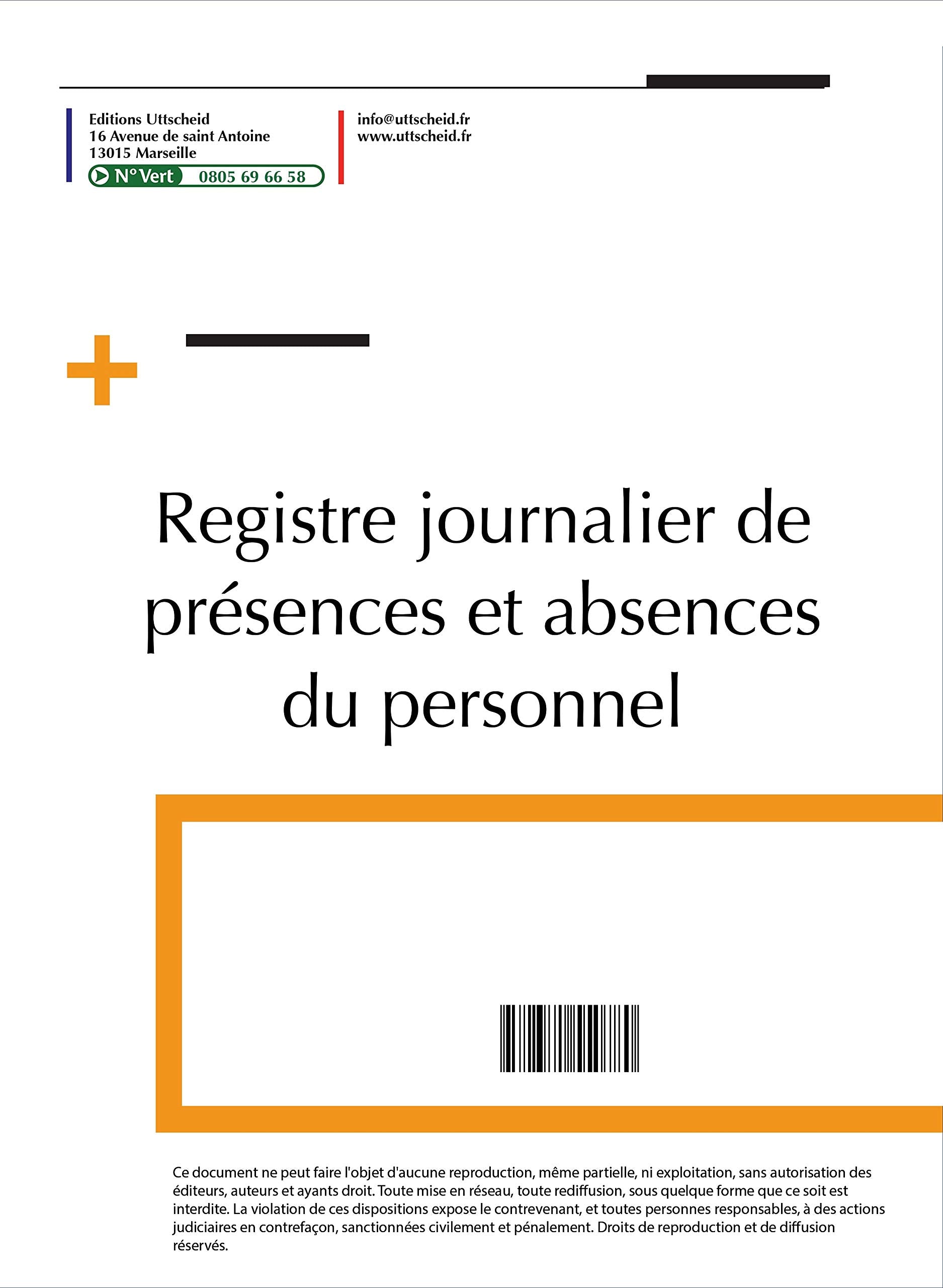 Registre journalier des presences et des absences du personnel book