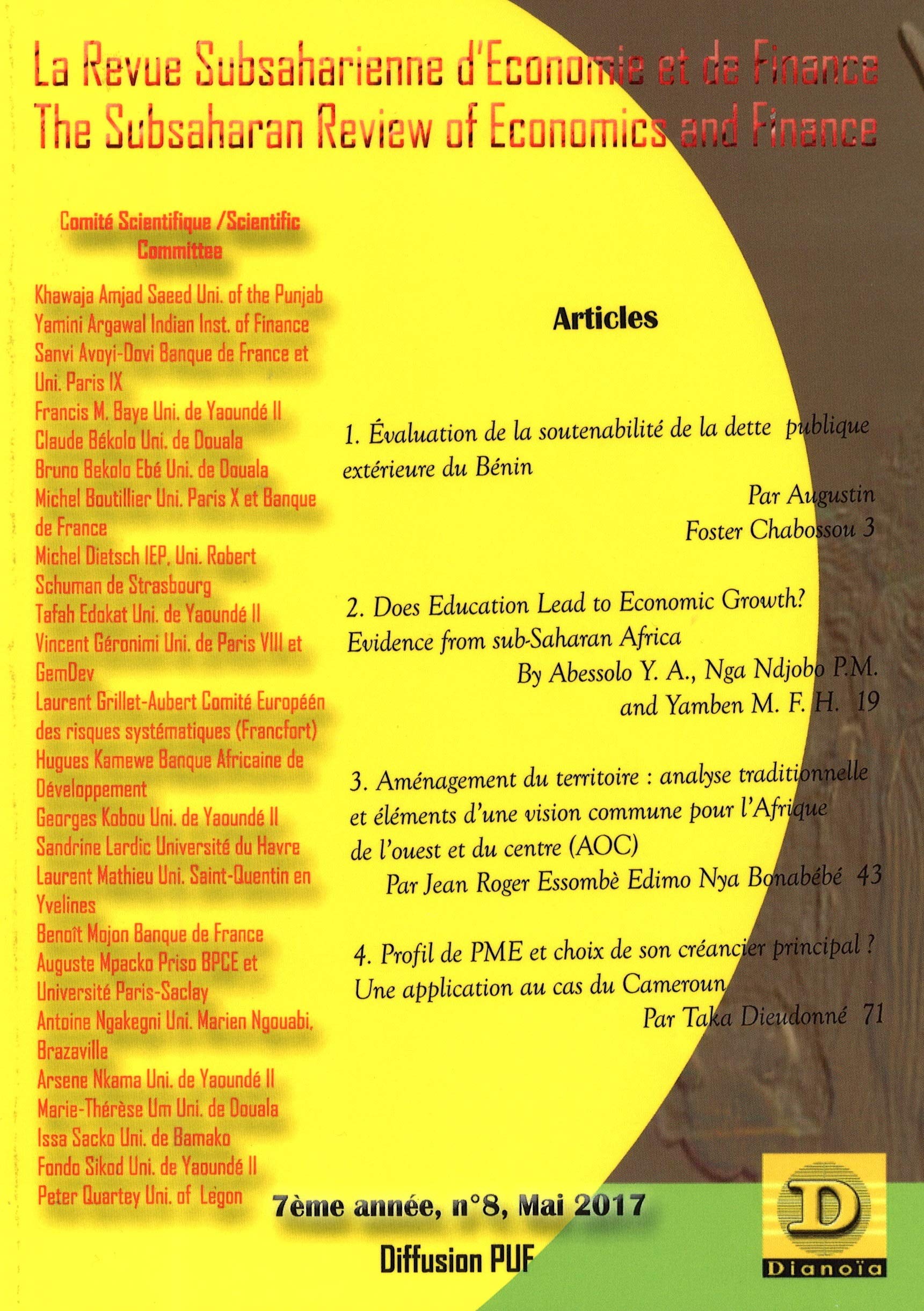 La Revue Subsaharienne d'Economie et de Finance: The Subsaharian Review of Economics and Finance - 7ème année, n°8, Mai 2017 (8) book