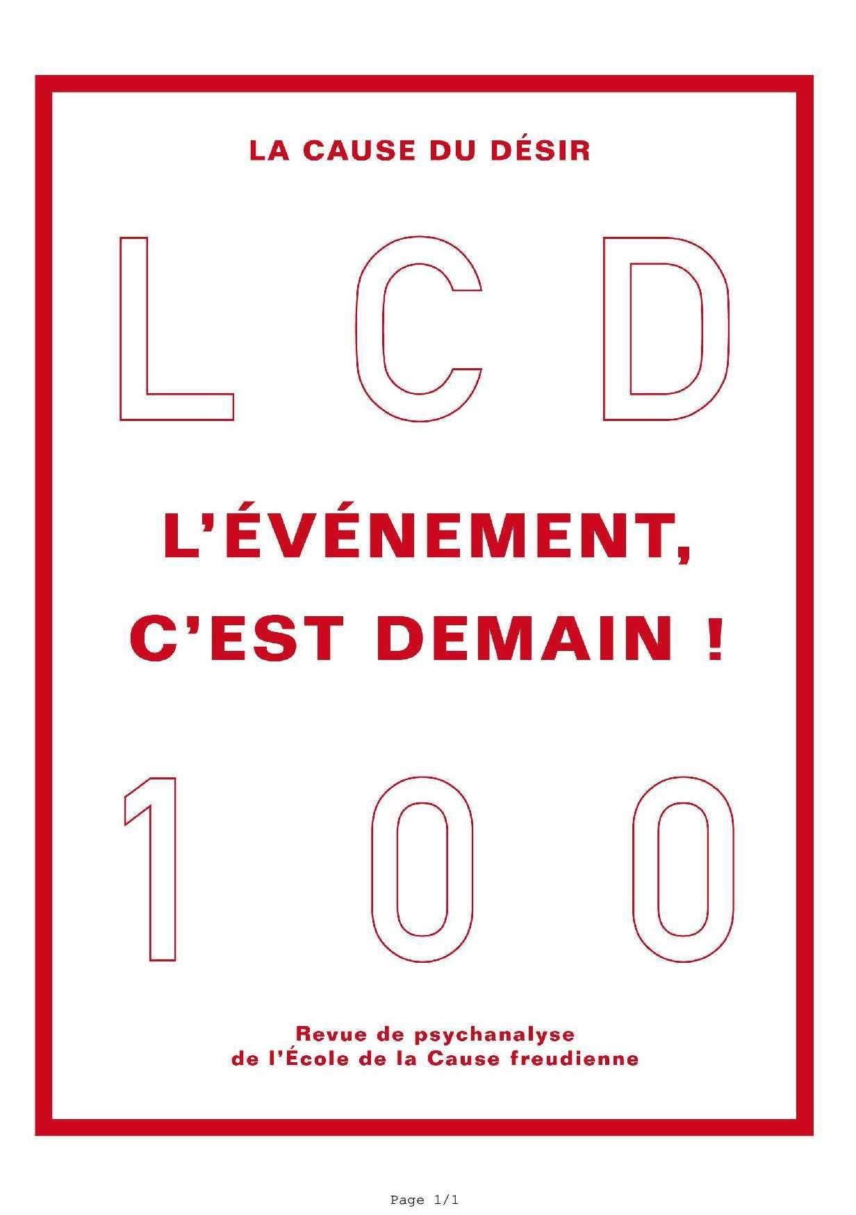 La Cause du Desir N 100 l'Evenement C'Est Demain - Novembre 2018 Psychology